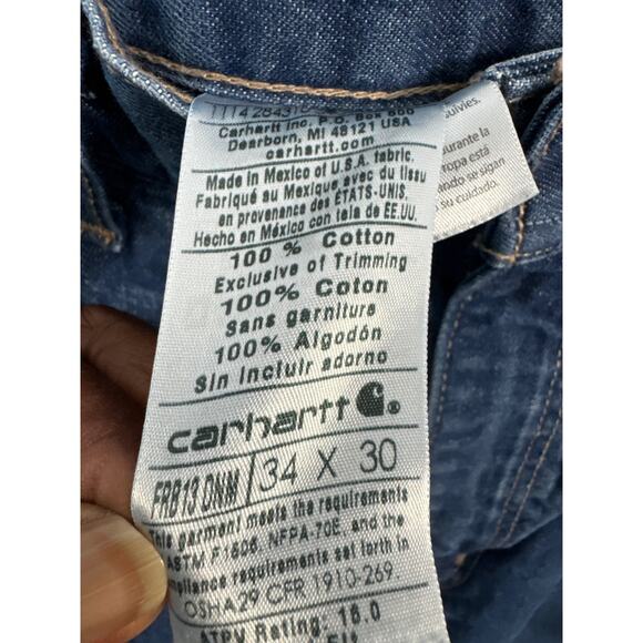 Carhartt Men's Original Fit Straight Leg Work Jeans Pockets Blue Size 34X30north - Picture 8 of 8